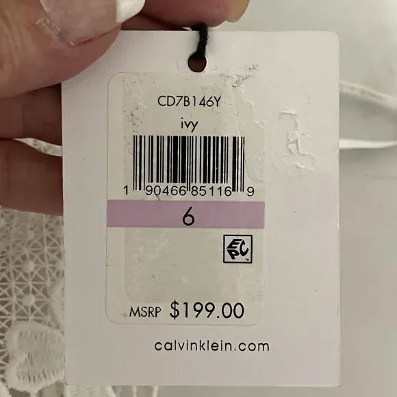 Calvin Klein IVY One Shoulder Sheath Dress Size 6 White Floral Lace Lined NEW - Picture 11 of 12